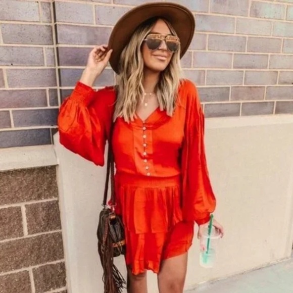 Vici Dresses & Skirts - Vici burnt orange smocked dress
